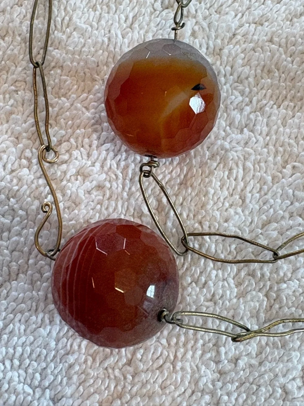 Vintage Carnelian Necklace Whiskey Brown Faceted Boho Chunky